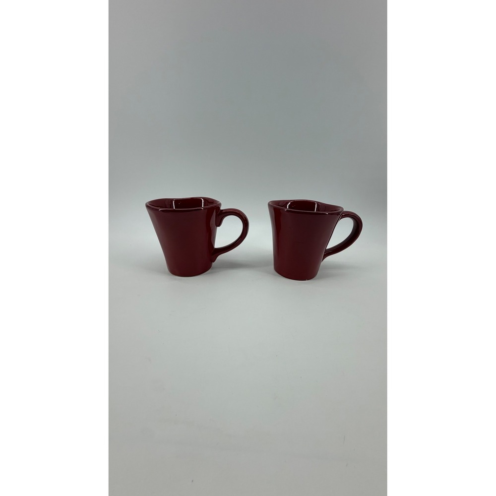 Pier 1 Coffee Mugs Unisex OS Burgundy Elemental Red Glossy Organic Set of 2 Cup